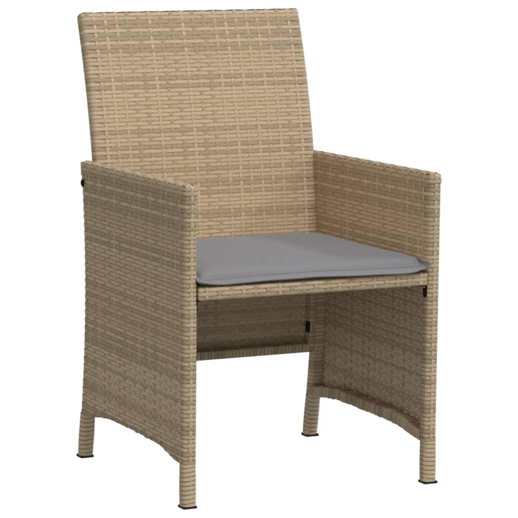 Set da Bistrò 3 Pezzi con Cuscini Beige Misto in Polyrattan