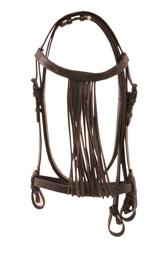 AMKA Spanische Trense mit Leder Fransenstirnband und Lederzügel Vaquero Zaum 005/105