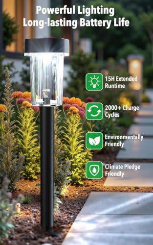 Image of BITPOTT Solar Pathway Lights Outdoor Waterproof Bright Garden Lights Solar Powered Auto On /Off, Dusk to Dawn Up to 12 Hrs Solar Landscape Lights for Yard Lawn (T58 Square Lawn Light (White), Pack 8)