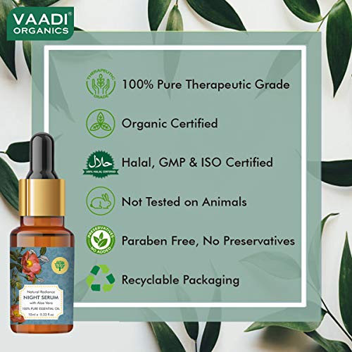 Image of VAADI HERBALS Natural Radiance Night Serum With Aloe Vera - Reduces Dark Spots & Patches, Repairs Damaged & Uneven Skin, 10 ml