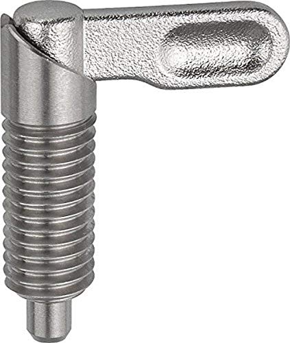 Kipp 03099-1041220 Stainless Steel Cam Action Indexing Plunger, Style A, Natural Finish, 12 mm Locking Pin Diameter, M20 Thread