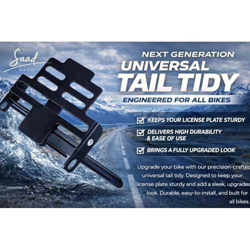 Image of SAAD Magnetic Foldable Tail Tidy | Universal Number Plate Holder | For R15 V2, V3, V4, MT15, etc| Heavy Metal | Adjustable Fender | Black Finish | Easy Install | Bike Accessories | NOT for DUKE Models