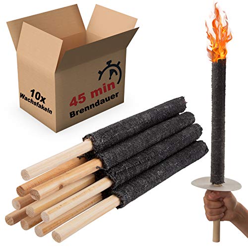 Antorchas de cera BearCraft para jardín de cera, incluye protección antigoteo, antorchas para fiestas de jardín o caminatas nocturnas, 40 cm (45 Minuten Brenndauer)