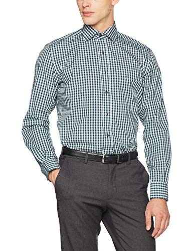 Eterna Modern Fit Langarm Grün Kariert mit Classic...