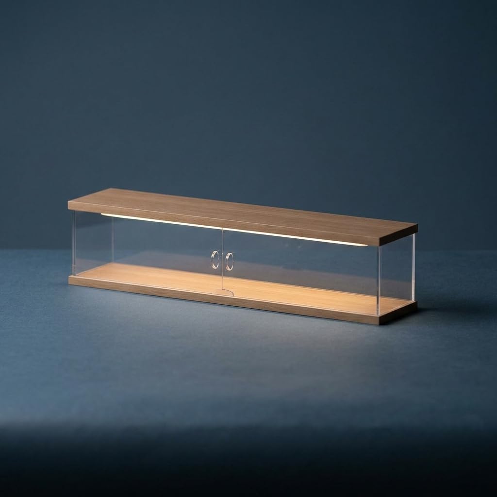 Vitrina Expositora Apilable, Expositor Metacrilato para Colecciones, Transparente para Coches, con Puerta y Luz , para 3 Coches Modelo 1:32 (con Puerta y luz Superior, apilable)