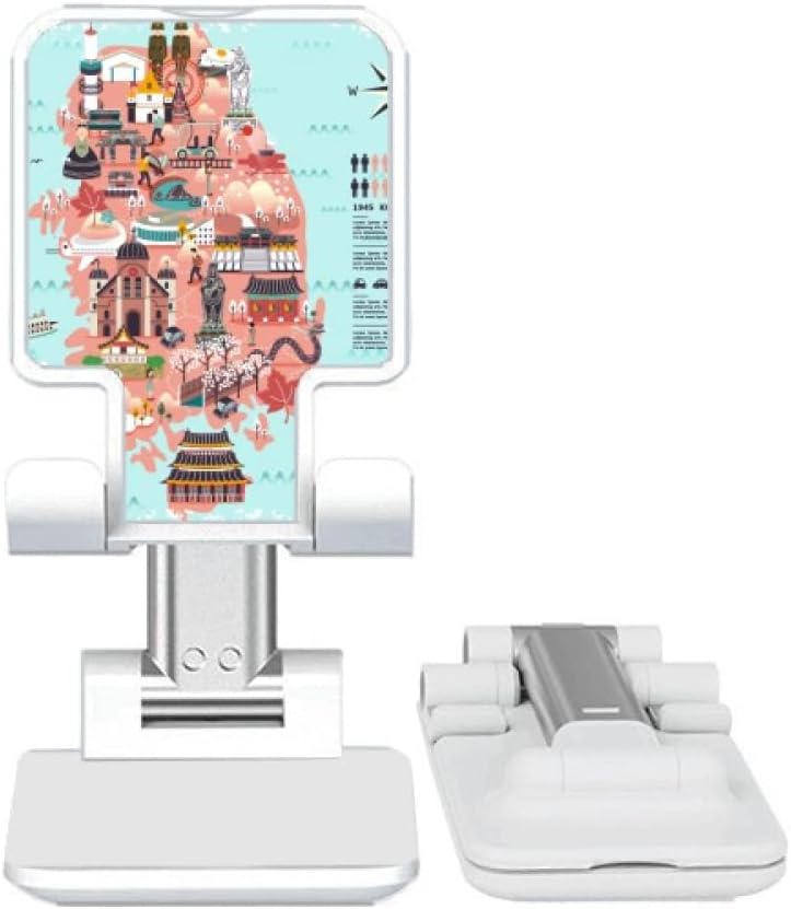 DIYthinker Map Landmarks of Korea Art Deco Fashion Adjustable Cell Phone Stand Desk Foldable