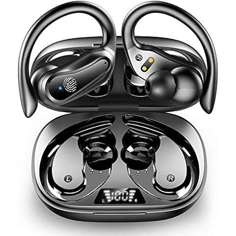 Wireless Earbud Rulefiss Bluetooth 5.3 Headphones Sports with Mic, Dual LED Display, Bluetooth Earphones Wireless Noise Cancelling IP7 Super Waterproof Bluetooth Earbud In Ear for Running 42H Playtime Cover