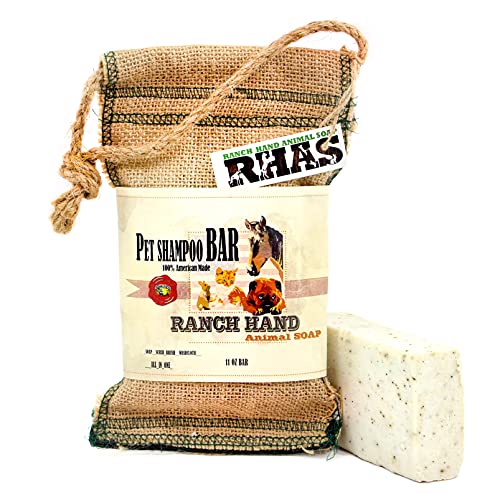 Amish Bar Soap-Dog Shampoo, All Natural and Organic. Cat Shampoo. Horse Shampoo. Includes Scrub Brush and Exfoliating Washcloth All in one-11oz. Ranch Hand Animal Soap