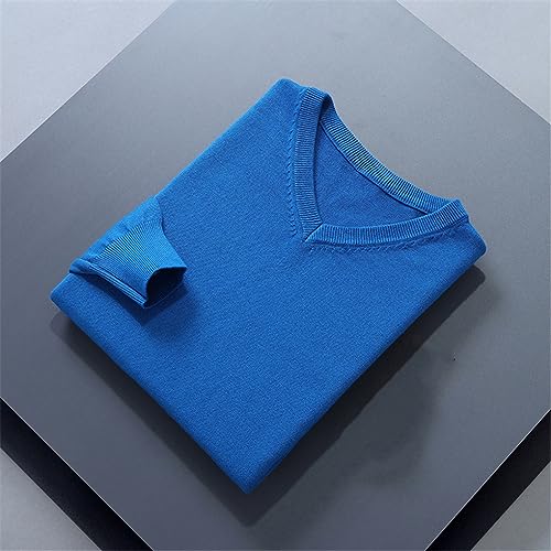 Men V Neck Long Sleeve Pullovers Jumpers Solid Color Standard Sweaters Male Woolen Knitting Jumpers2