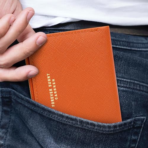 Image of KOTORA Small Wallet RFID Blocking Womens Lady Teenager Girls Personalized Initial Gift Preppy Monogrammed Letter Mini Purse for Travel Credit ID Cards Cash Coin Slot Holder Organizer (Orange)
