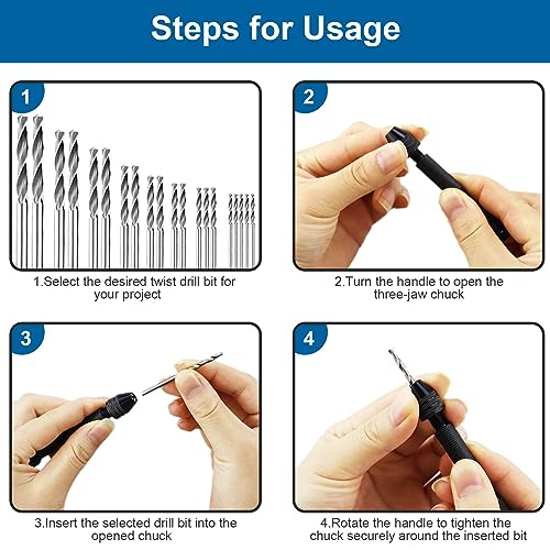 36 Pcs Mini Hand Drill Set for Crafts Pin Vise Precision Twist Drill Bits with Mini Drill Press Vise for Delicate Manual Work Electronic Assembling - Image 4