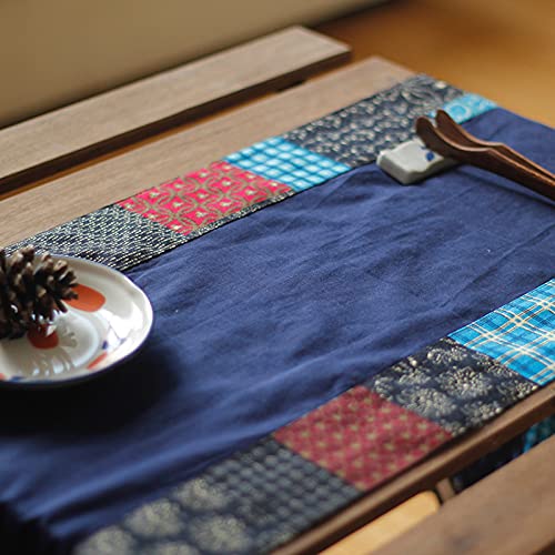 Chemin de table bleu marine coton lin pour protéger vos meubles - 4