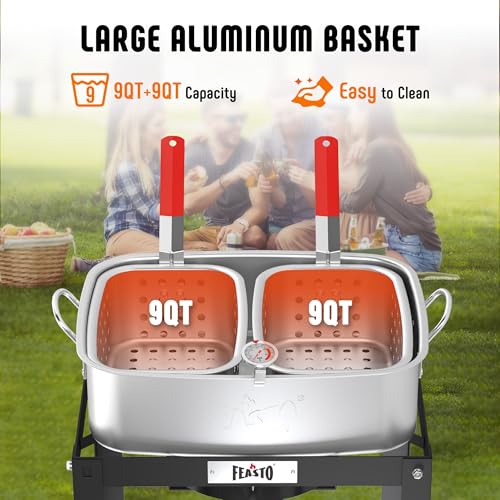 Image of Feasto 18 QT Propane Fish Fryer Pot and Baskets for Outdoor Cooking