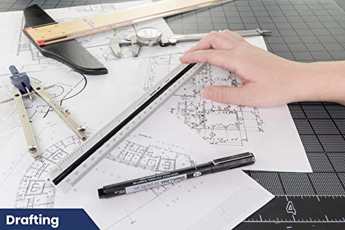 Pacific Arc Engineer Triangle Scale Ruler 12 Inch With Etched Markings In Fully Divided 10, 20, 30, 40, 50, And 60 Parts To The Inch #TOP4