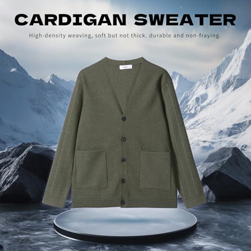 Image of Men's Cardigan Sweater Button Front V-Neck Long Sleeve Knit Sweaters