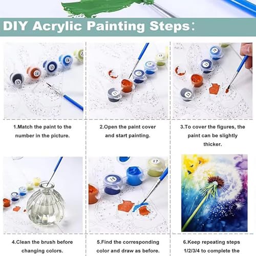 Manualidades adultos kit de pintar por números un diente de león para regalar a principiantes 6