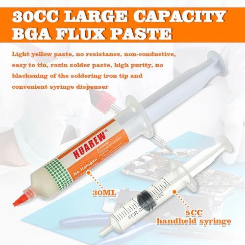 Image of 30mL No-Clean Solder Flux Lead-Free Solder Flux with 2 Metering Tools for LED SMD PCB BGA Electronic Soldering (1.62 oz /46 g)