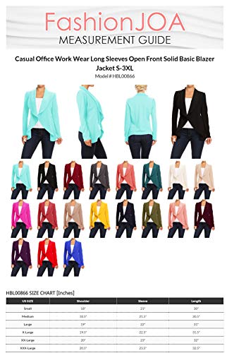 Women's Casual Office Work Wear Long Sleeves Open Front Solid Basic Blazer Jacket S-3XL4