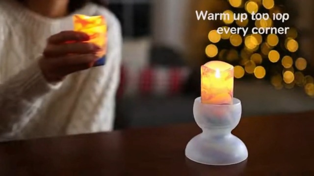 Image of Blue Floral Flameless LED Pillar Candles with String Lights, 3pcs Battery Operated Flickering Candles with Remote Timer, Decorative Flower Printed Candles for Wedding Home Decor Romantic Ambiance