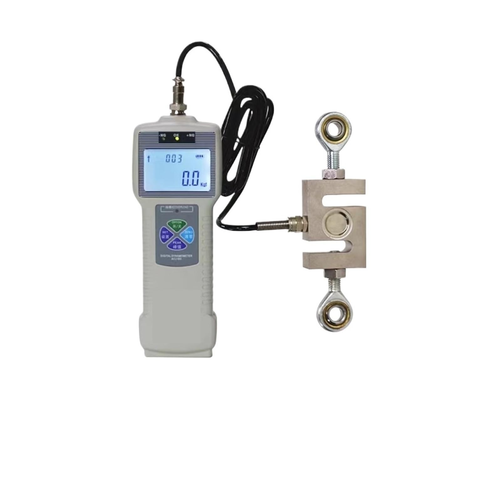 Jauge de tension numérique DS2 100 N-5 KN, mesureur force push-pull externe for essais destructifs et compression en laboratoire Avec conversion d'unités multiples(5000N)