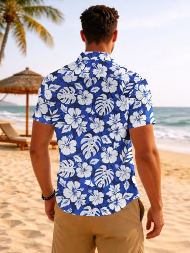 Image of Yoimira Hawaiian Shirts for Men, Print Mens Casual Short Sleeve Button Down Shirts Floral Aloha Beach Shirt