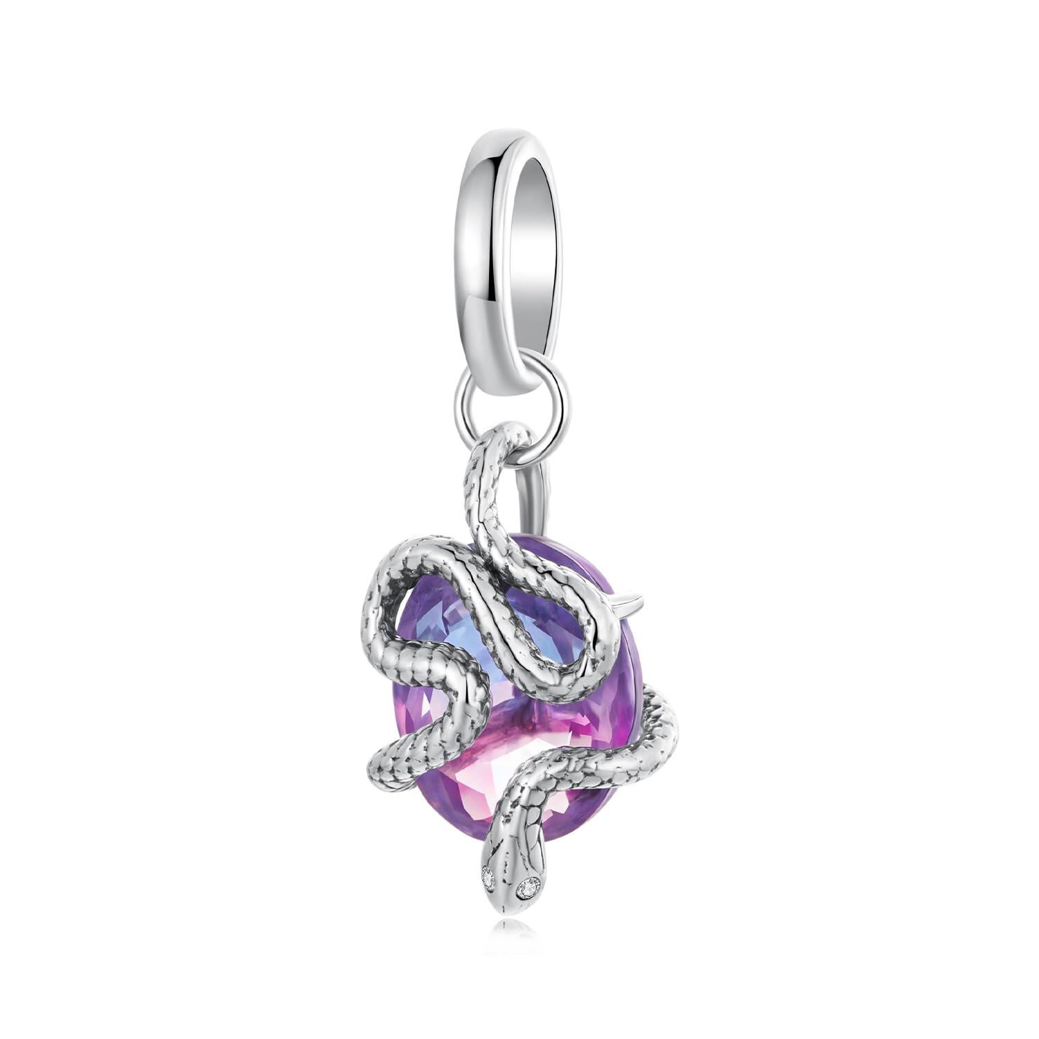 Ciondolo a forma di serpente, in vero argento Sterling 925, compatibile con la maggior parte dei braccialetti