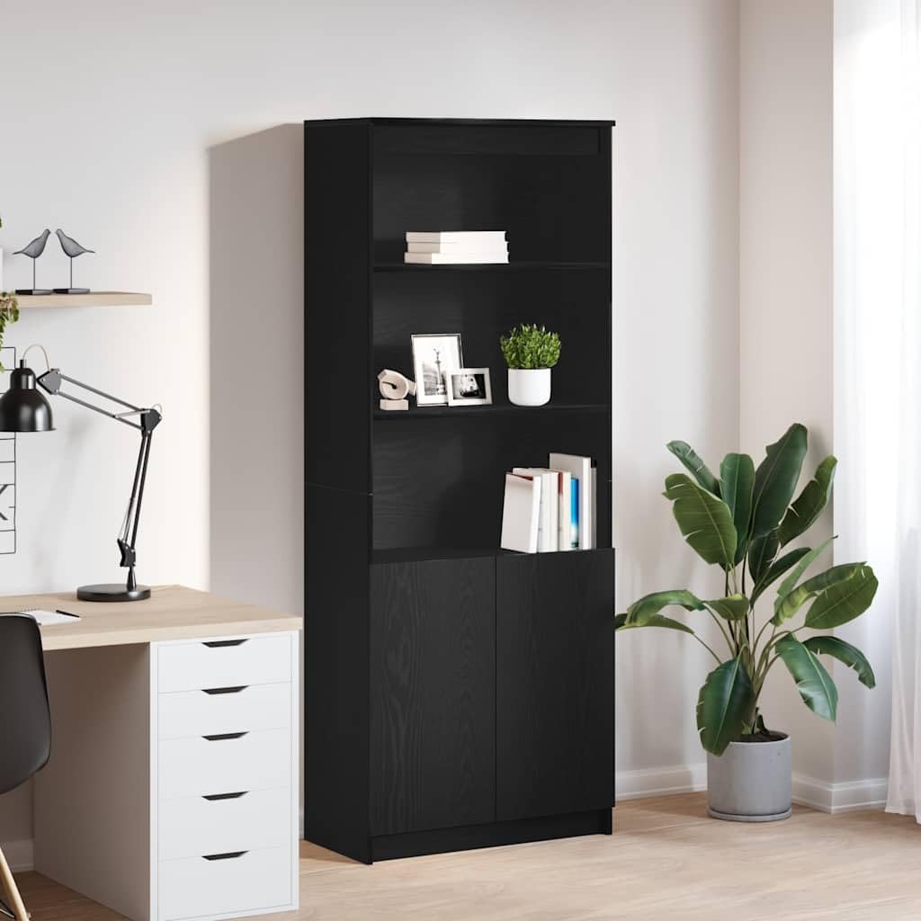 Credenza Roveretto Nera VidaXL - Mobiletto Moderno In Legno Multistrato Per Soggiorno, Compatto E Funzionale