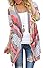 Myobe Women's Fashion Geometric Print Drape Front Cable Knit Cardigan, Red, Medium
