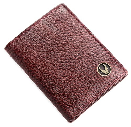Image of WildHorn RFID Protected Genuine Leather Wallet for Men I 4 Card Slots I 2 Slip Pockets I 1 Currency Compartment (Maroon)