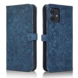 succtopy custodia motorola moto g54 5g portafoglio in premium pu pelle libro cover motorola moto g54 5g protettiva stand caso con [slot schede] [magnetica chiusura] case motorola moto g54 blu