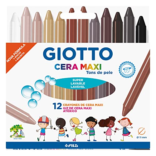 GIOTTO Cera Maxi Giz de Cera Tons de Pele Estojo com 12 Cores
