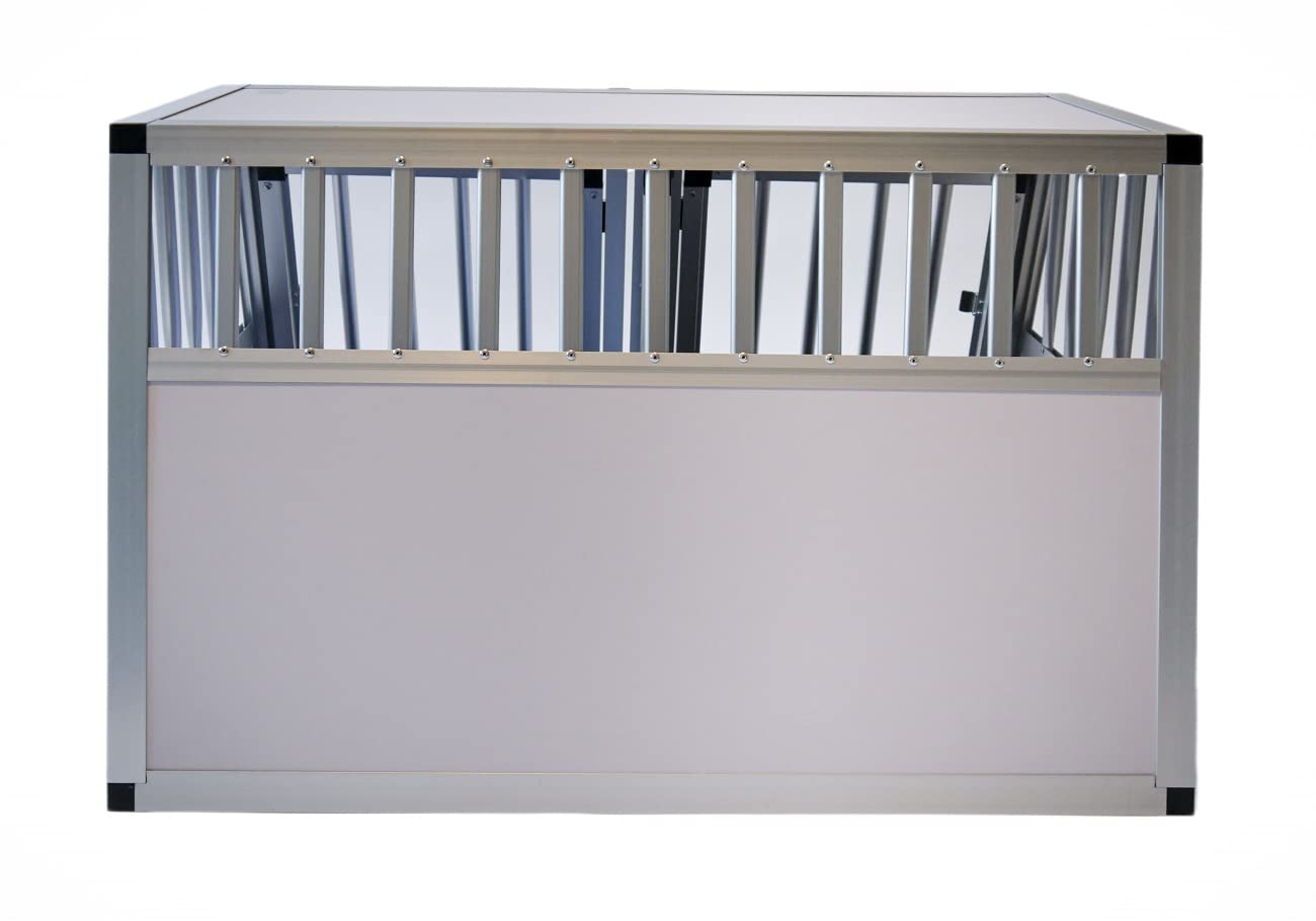 DOGHEAD Hundetransportbox Aus Alu - 75x65x55 Cm, Schwarz/silber, Stabil & Belüftet Für Auto & Reise