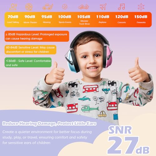 Image of ProCase Noise Cancelling Headphones for Kids Toddler, SNR 27dB Noise Reduction Ear Muffs, Hearing Protection for Monster Jam, Concerts, Fireworks, Shooting, Air Show, Autism Sensory Needs -Gradient