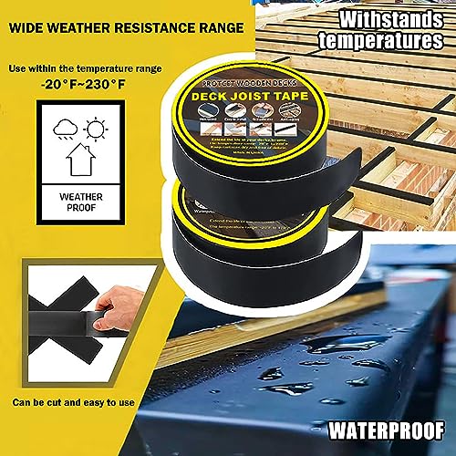 Image of COYOUCO Joist Tape for Decking, 2''50' Butyl Deck Tape, Waterproof Seal, Self-Adhesive Flashing Tape for Wood Decks Beams Roof (2 Rolls)