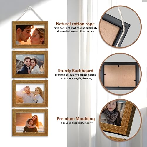 Image of Art Street Sythentic Wood Wall Mount Rectangular Photo Frame (5 x 7 inch, Gold)