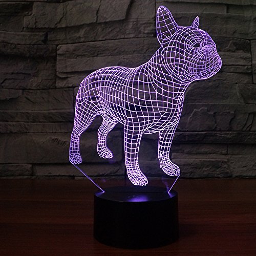 Luci notturne 3D Bulldog francese, motivo cane