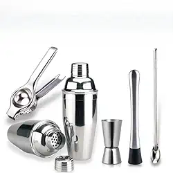 Kit 5 Barman Caipirinha em Inox Completo Coqueteleira