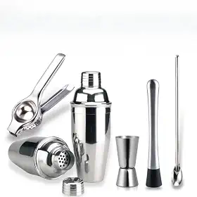 Kit 5 Barman Caipirinha em Inox Completo Coqueteleira
