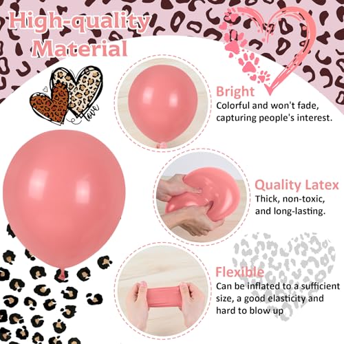 Image of Pink and Green Balloons, Jungle Safari Balloon 12 Inch Leopard Cheetah Print Sage Green Dusty Light Pink Metallic Gold Latex Balloons for Girls Boho Baby Shower Wild One Birthday Party Decorations
