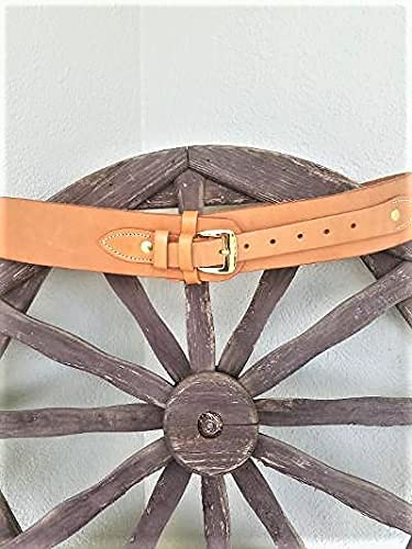 Western Natural Color Genuine Leather - Solid Plain Gun Belt (Natural Color, 36")4