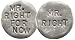 Santa Barbara Design Studio Pewter Flip Coin Charm by Artist Tamara Hensick, Mr. Right/Right Now