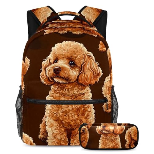 Sac à dos caniche marron grand format pour soulager le dos des élèves