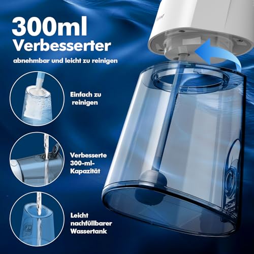 Irrigador Dental, Con 4 Boquillas, Depósito de Agua de 300ml, 4 Modos de Limpieza, IPX7 Impermeable, Irrigador Bucal Portátil para Dientes, Ideal para Limpieza Dental en Casa y de Viaje - imagen 4