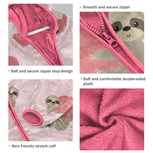 OTVEE Cute Sloth Valentine Animal Kids Hoodie Jacket Fall Spring Full Zip Warm Outwear Coat3