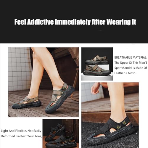 Men'S Mesh Hooked Strappy Platform fisherman Sandals With Adjustable Straps Summer Lightweight Breathable Closed Toe Athletic Sport Sandals For Walking Casual Hiking Sandals2
