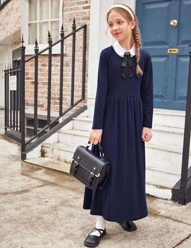 Image of Arshiner Girls Maxi Dress Long /Short Sleeve Casual Holiday Dress with Pockets for 5-13 Years