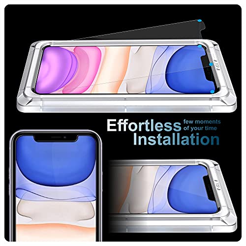 Image of Affix 2 Pack for iPhone 11 and iPhone XR Tempered Glass, Screen Protector Guard with Auto-Align Installation Tool, 9H Hardness Shatterproof, HD Clear Scratch Resistant