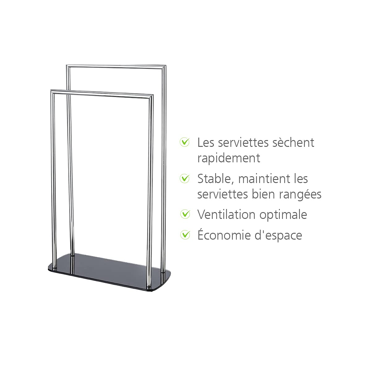 WENKO Porte Serviettes sur Pied Ravina | Séche Serviettes pour Salle de Bain| Portant vêtements avec 2 Niveaux d'étendage | Acier Inoxydable et Socle en Verre sécurité | 40x80x20 cm | INOX Brillant
