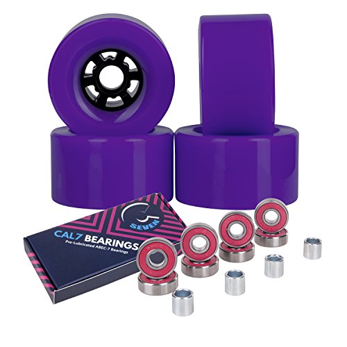 Cal 7 90mm 78A Cruiser Skateboard Wheels, Longboard Flywheel (Solid Purple)