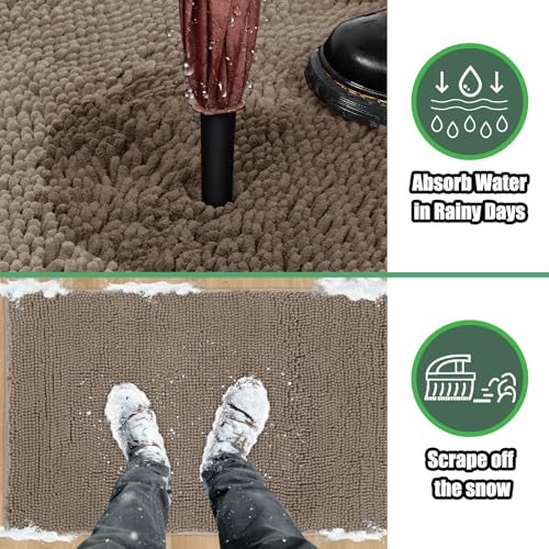 IM HOME Chenille Absorbent Outdoor Doormat 36" x 24", Washable Muddy Door Mats for Dog Non Slip Indoor Doormat Dog Mat for Muddy Paw Front Inside Doormats for Entryway Beige